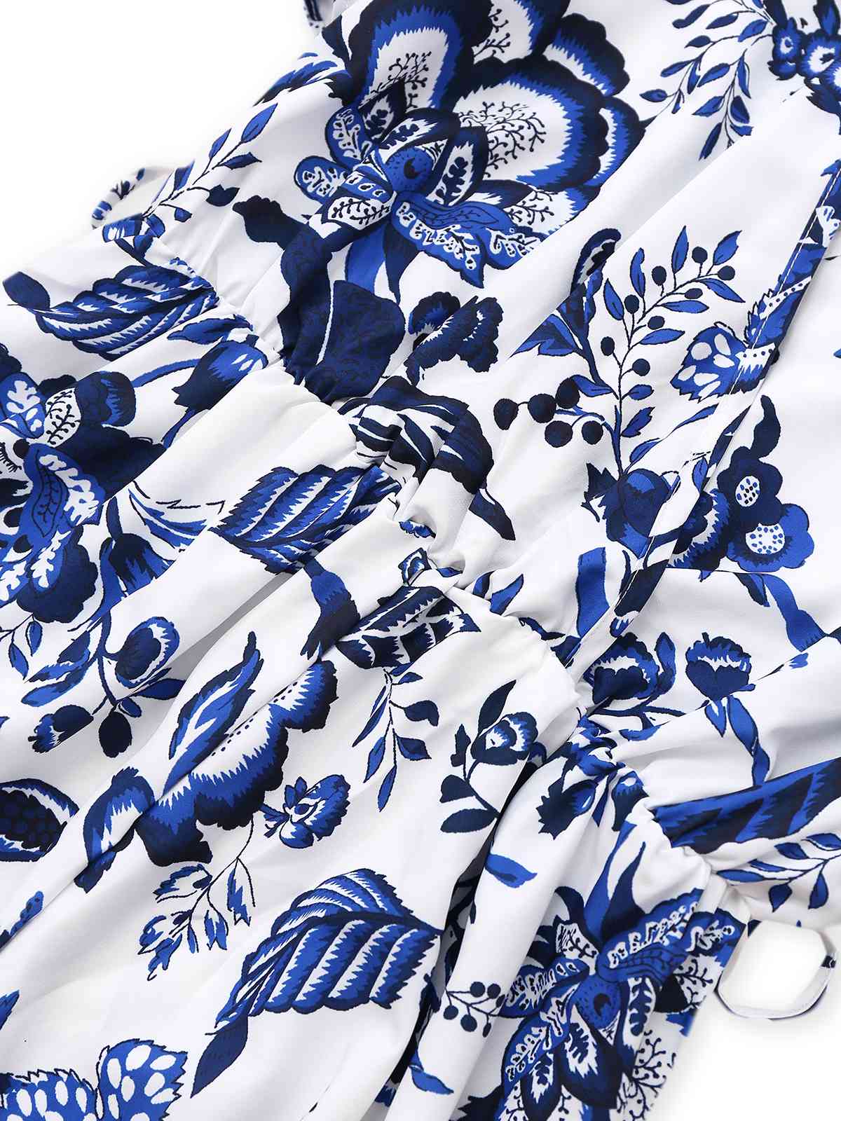 Blue 1950s Blue-White-Porcelain Floral Belted Romper - Image 5