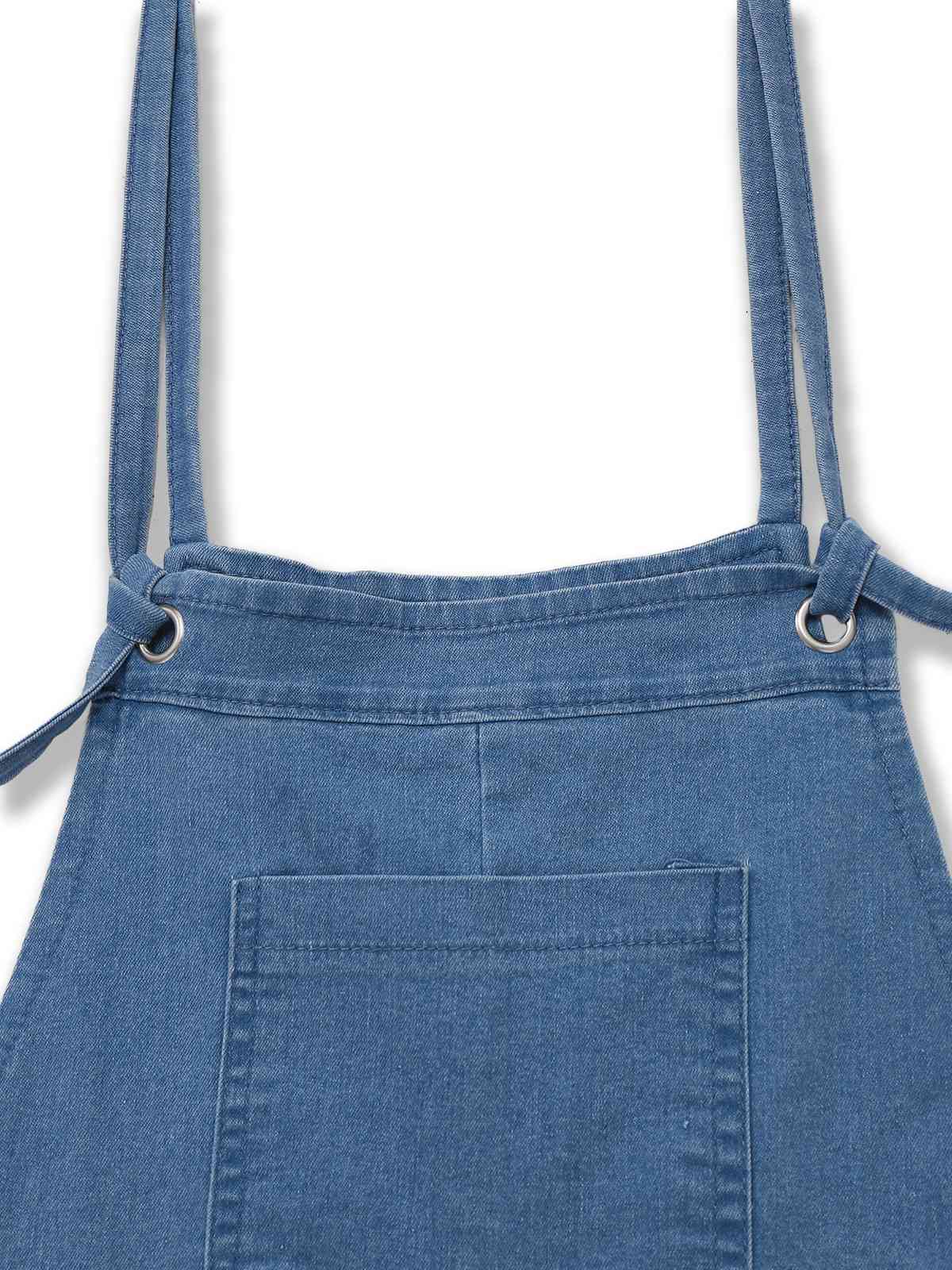 Blue 1950s Bow Tie Denim Romper - Image 3