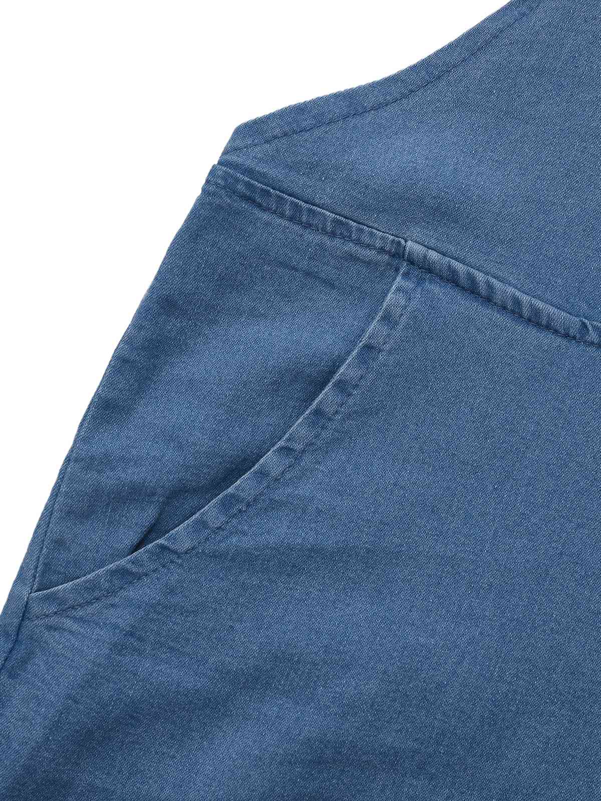 Blue 1950s Bow Tie Denim Romper - Image 5