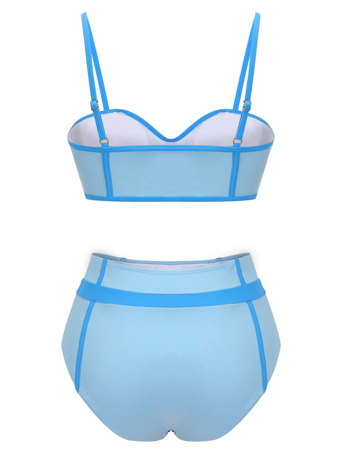 Blue 1950s Button Patchwork Swimsuit - Image 3