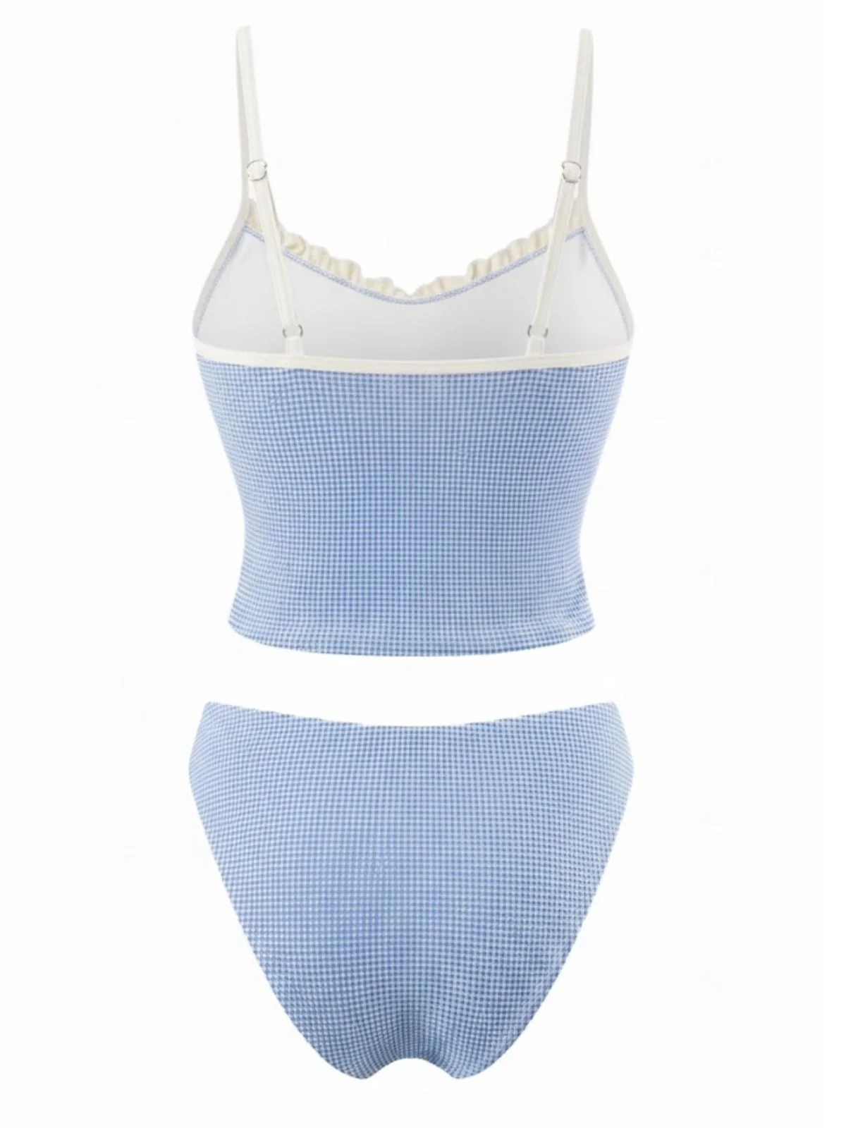 Red 1950s Checkered Lace Trim Tankini Set - Image 6
