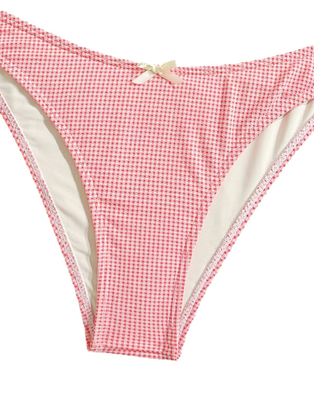 Red 1950s Checkered Lace Trim Tankini Set - Image 4