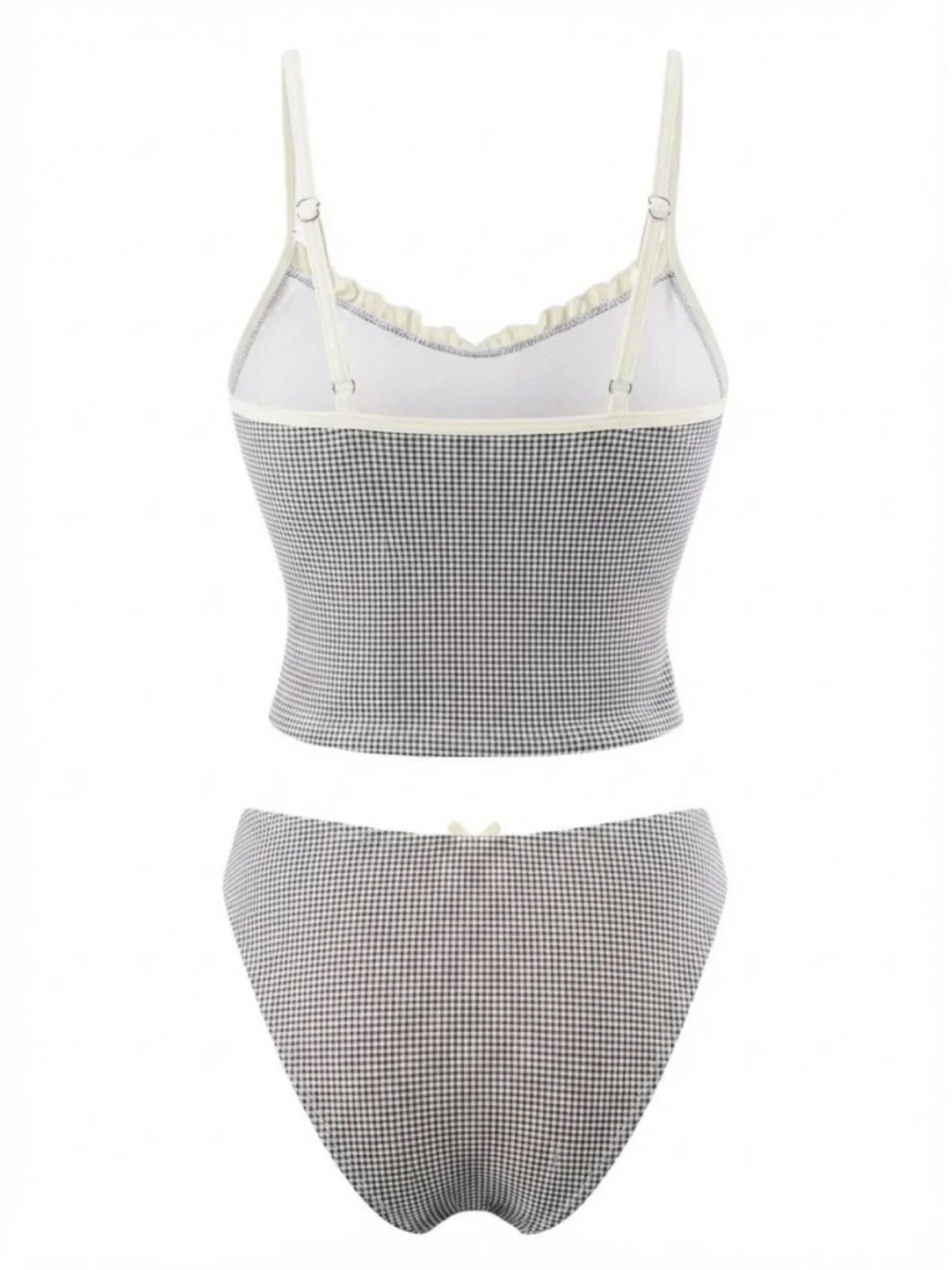Red 1950s Checkered Lace Trim Tankini Set - Image 8