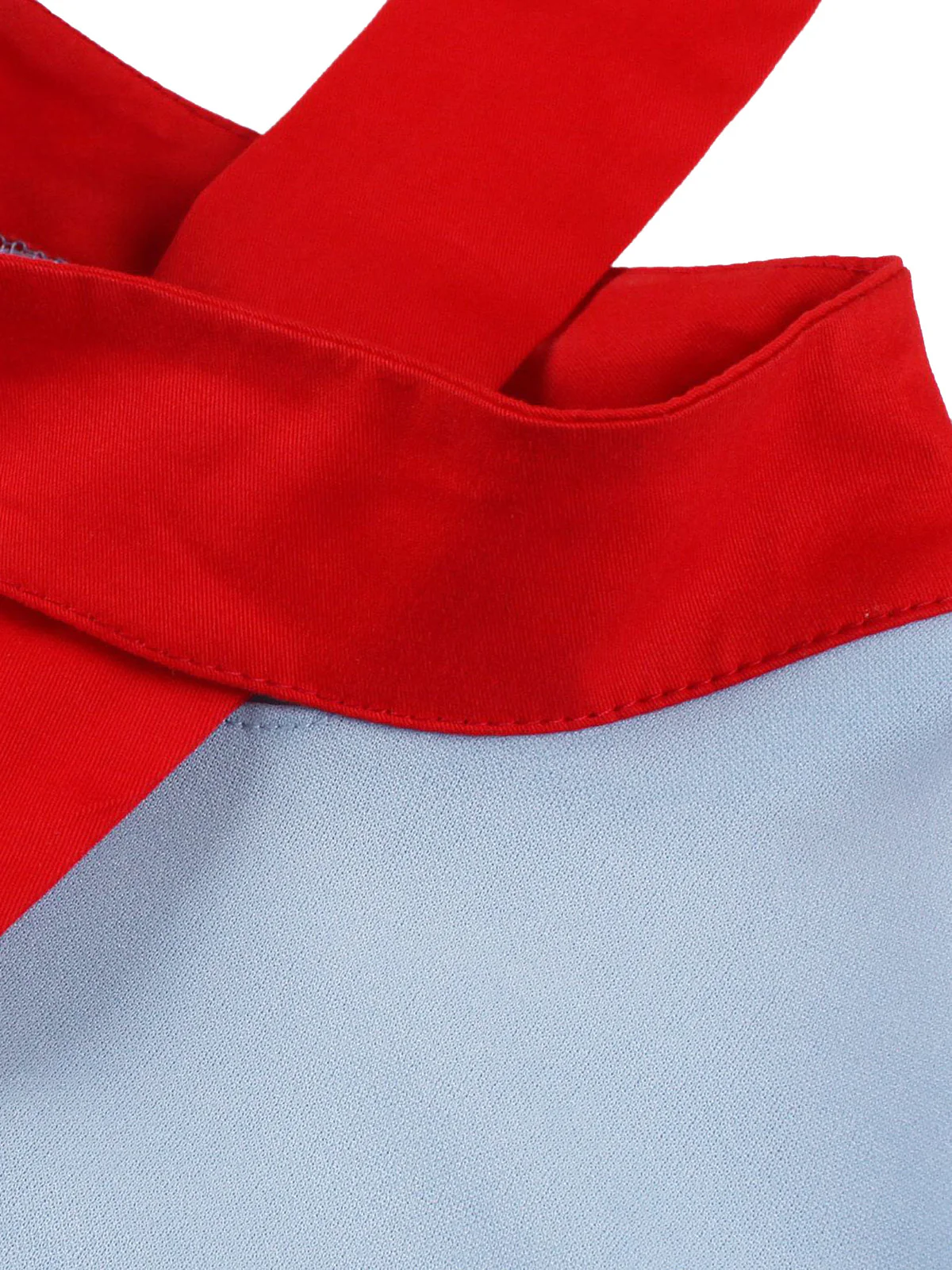 Blue 1950s Contrast Tie-Neck High Collar Dress - Image 6
