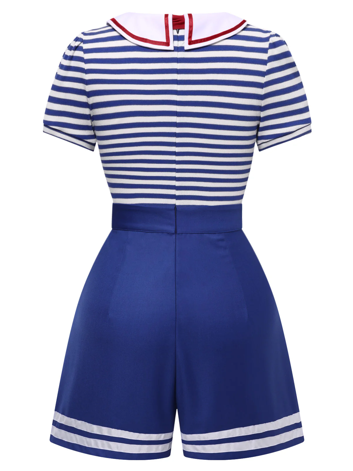 Blue 1950s Cotton Cravat Nautical Stripe Romper - Image 5
