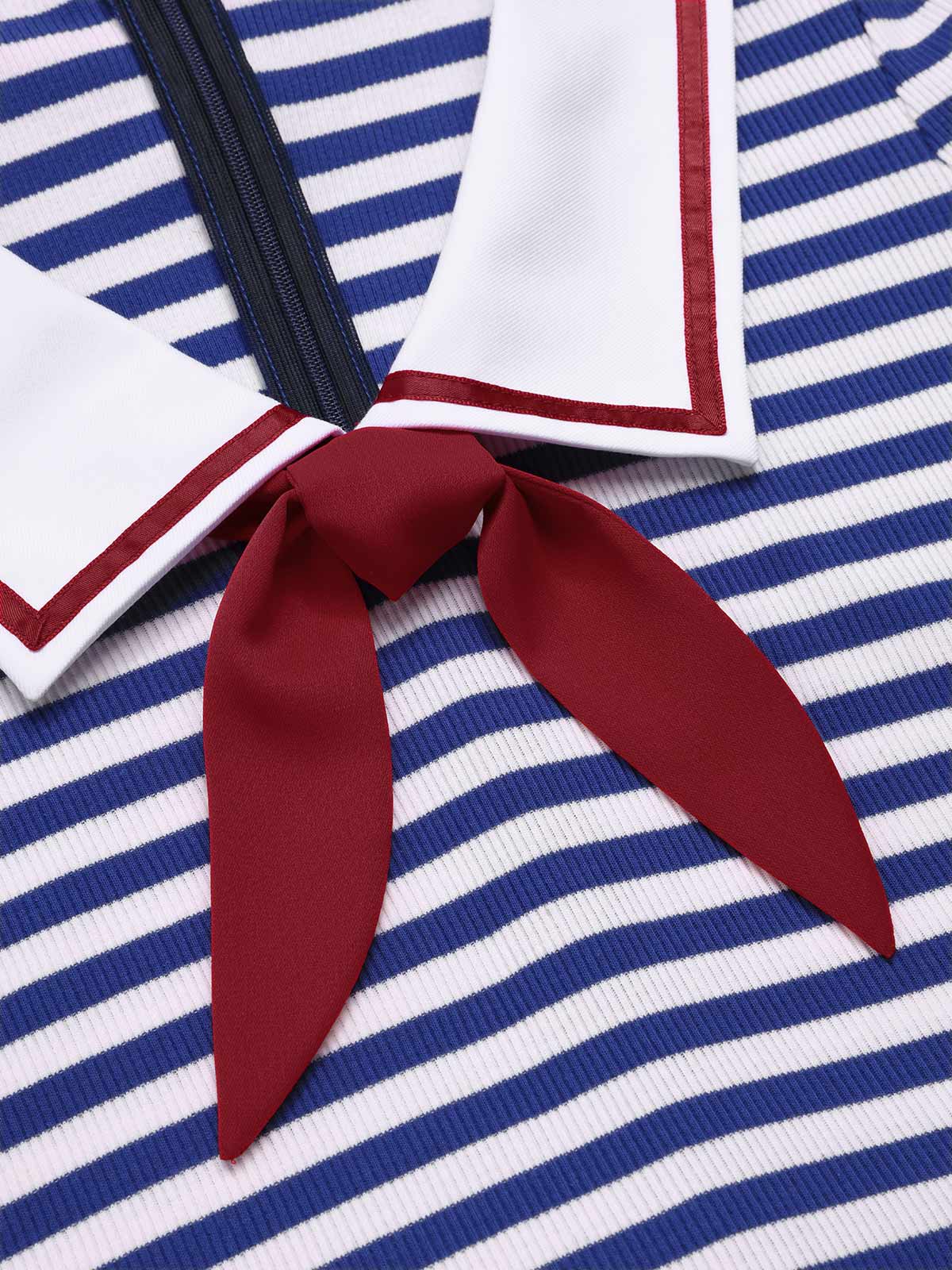 Blue 1950s Cotton Cravat Nautical Stripe Romper - Image 6