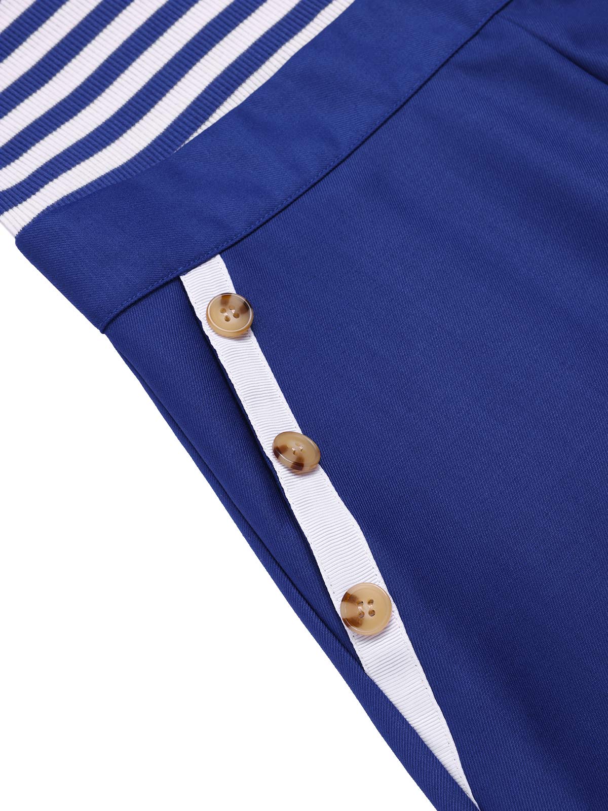 Blue 1950s Cotton Cravat Nautical Stripe Romper - Image 7