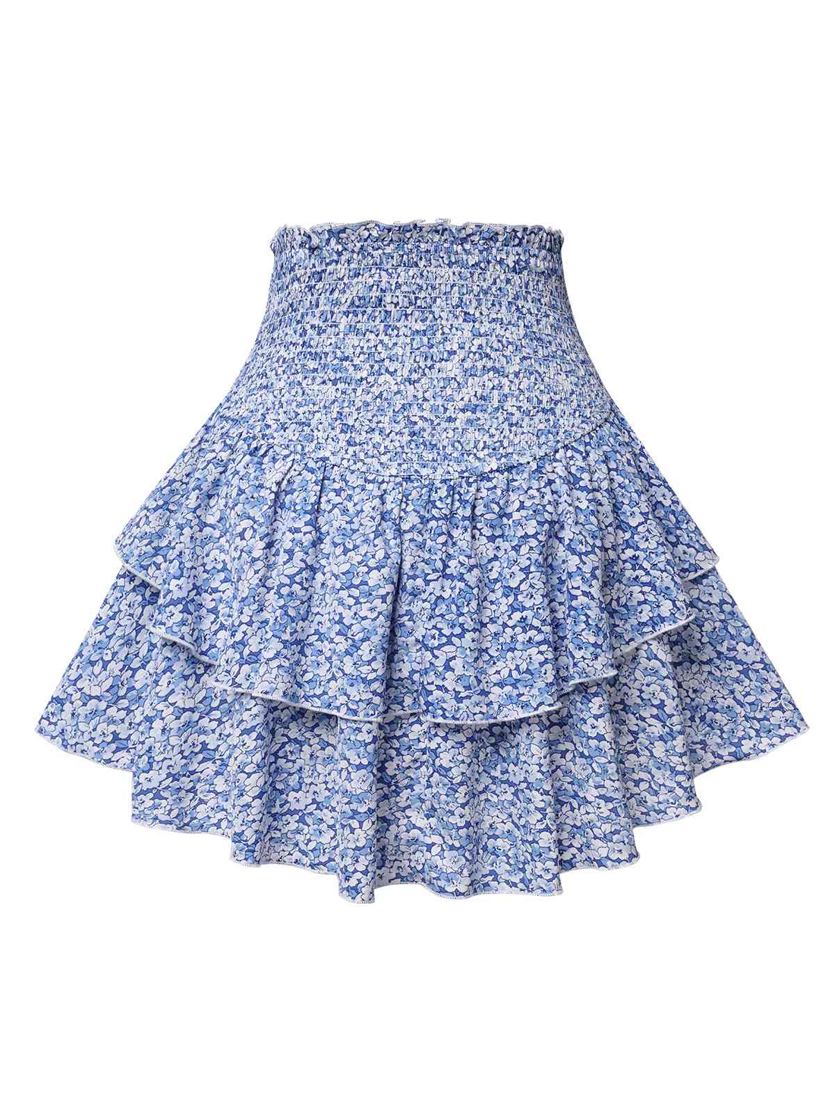 Blue 1950s Ditsy Floral Layered Skirt - Image 2