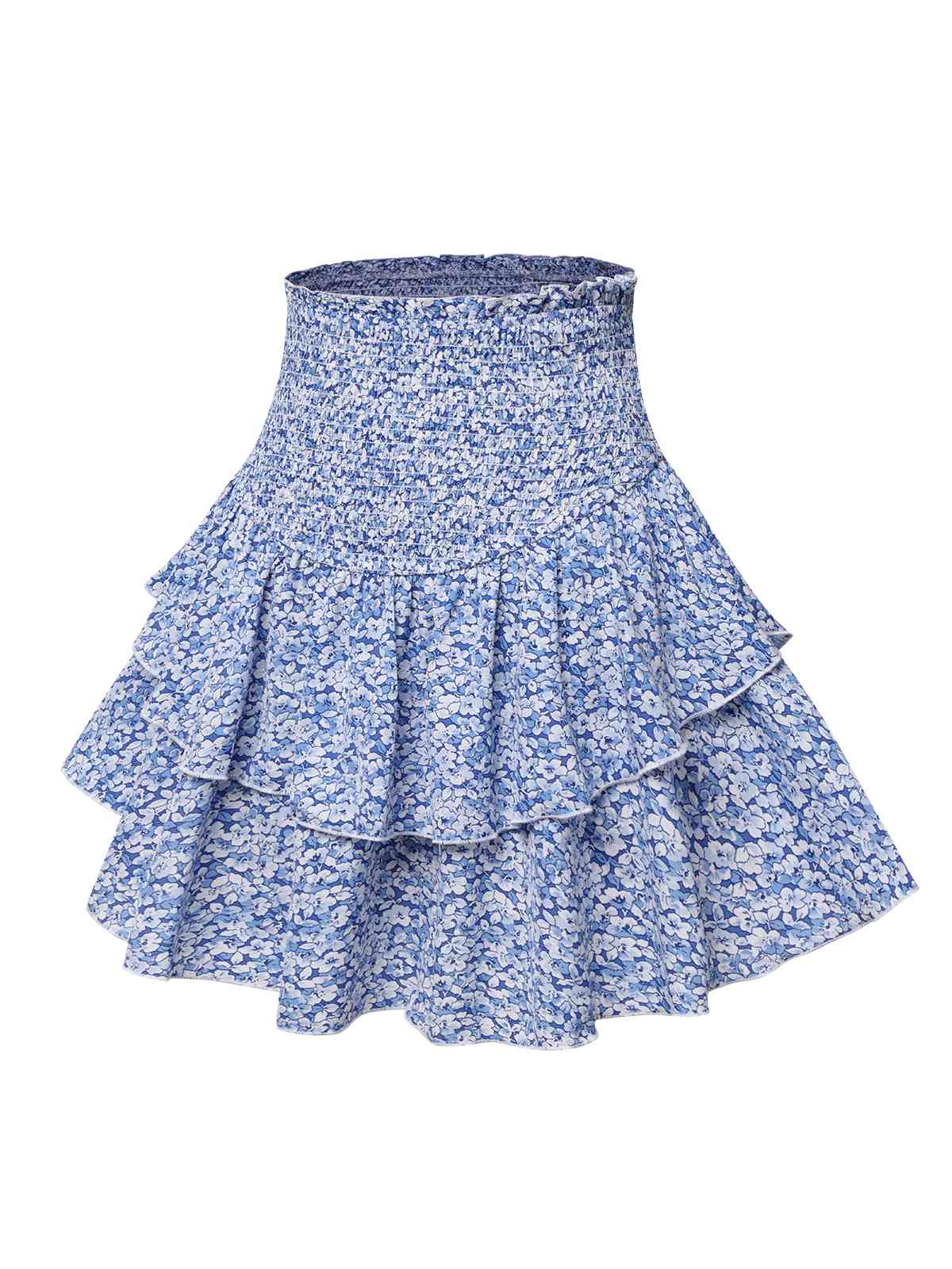 Blue 1950s Ditsy Floral Layered Skirt - Image 3