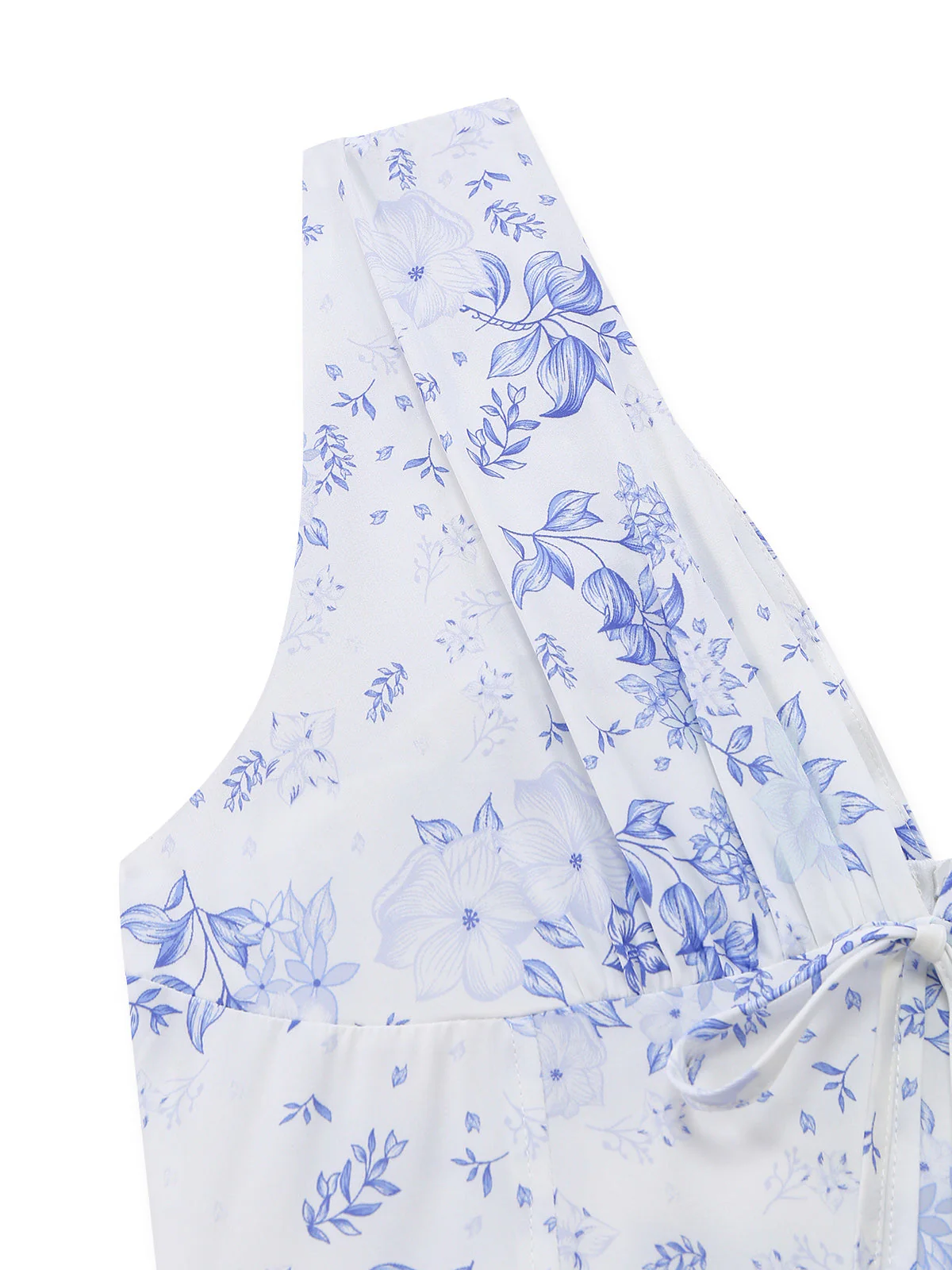 Blue 1950s Floral Deep V Sleeveless Corset Midi Dress - Image 5