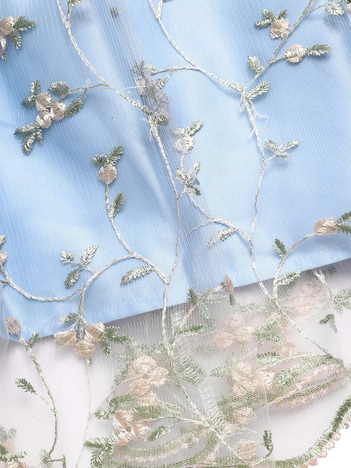 Blue 1950s Floral Embroidery Lace Dress - Image 3