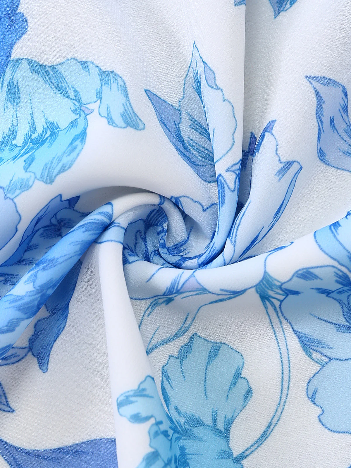 Blue 1950s Floral Print Ruffle Straps Cutout Maxi Dress - Image 7