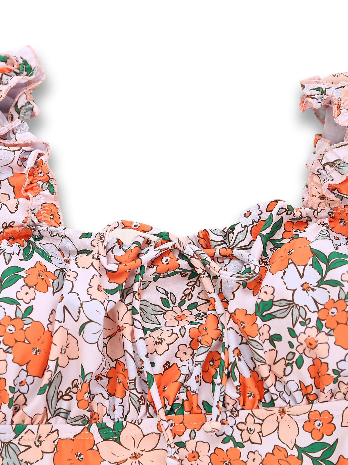 Blue 1950s Floral Ruffled Cap Sleeve One-Piece Swimsuit - Image 8
