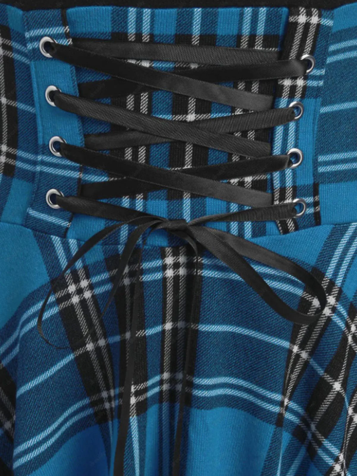 Blue 1950s Gingham Patchwork Dress - Image 3