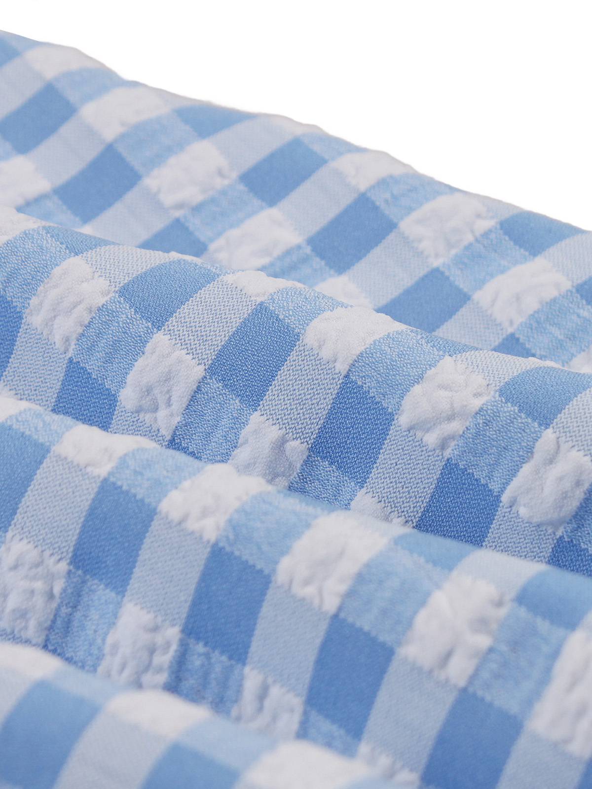 Blue 1950s Gingham Plaid Ruffle Swing Dress - Image 8