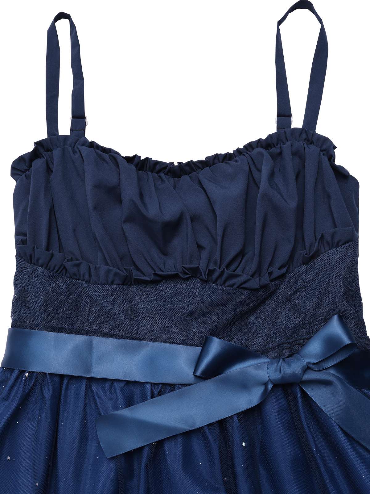 Blue 1950s Gradient Mesh Waist Smocked Dress - Image 4