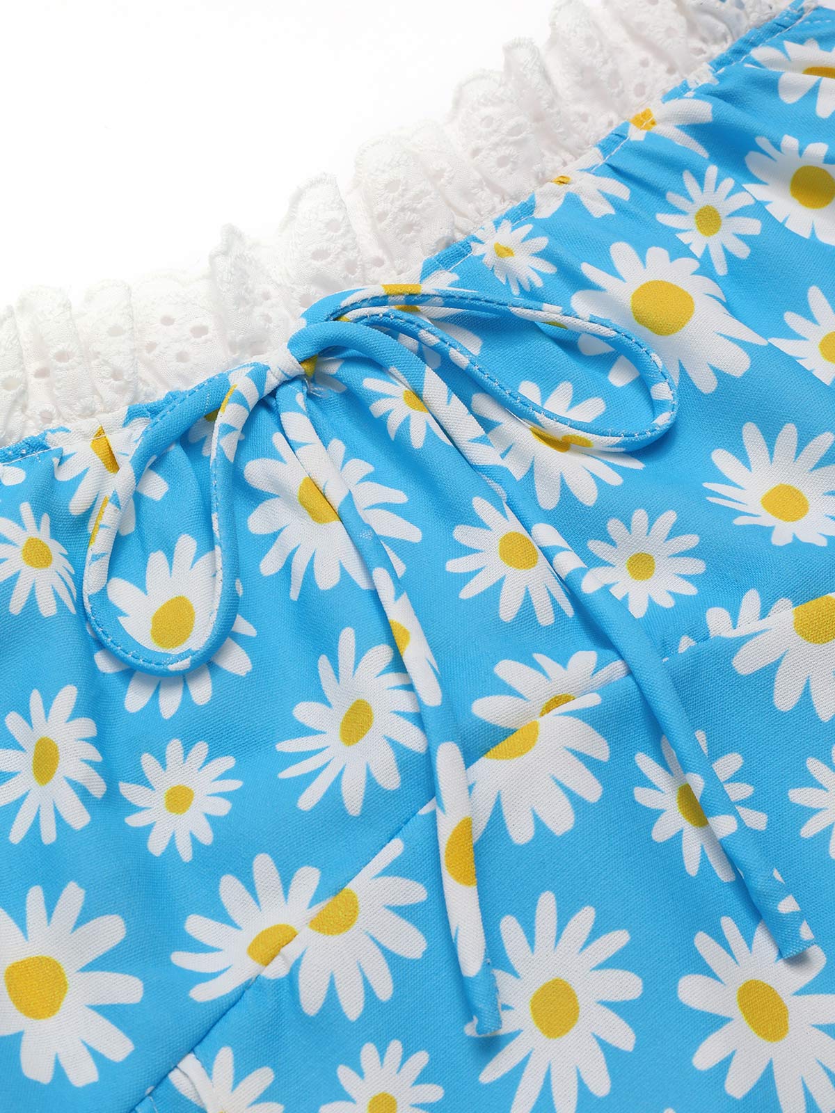 Blue 1950s Halter Lace Daisy Dress - Image 7