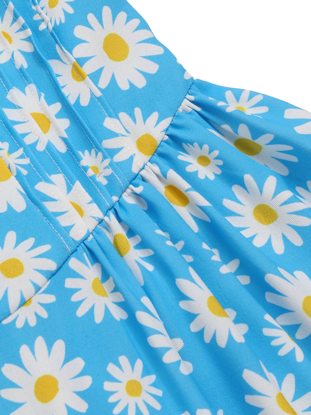 Blue 1950s Halter Lace Daisy Dress - Image 8