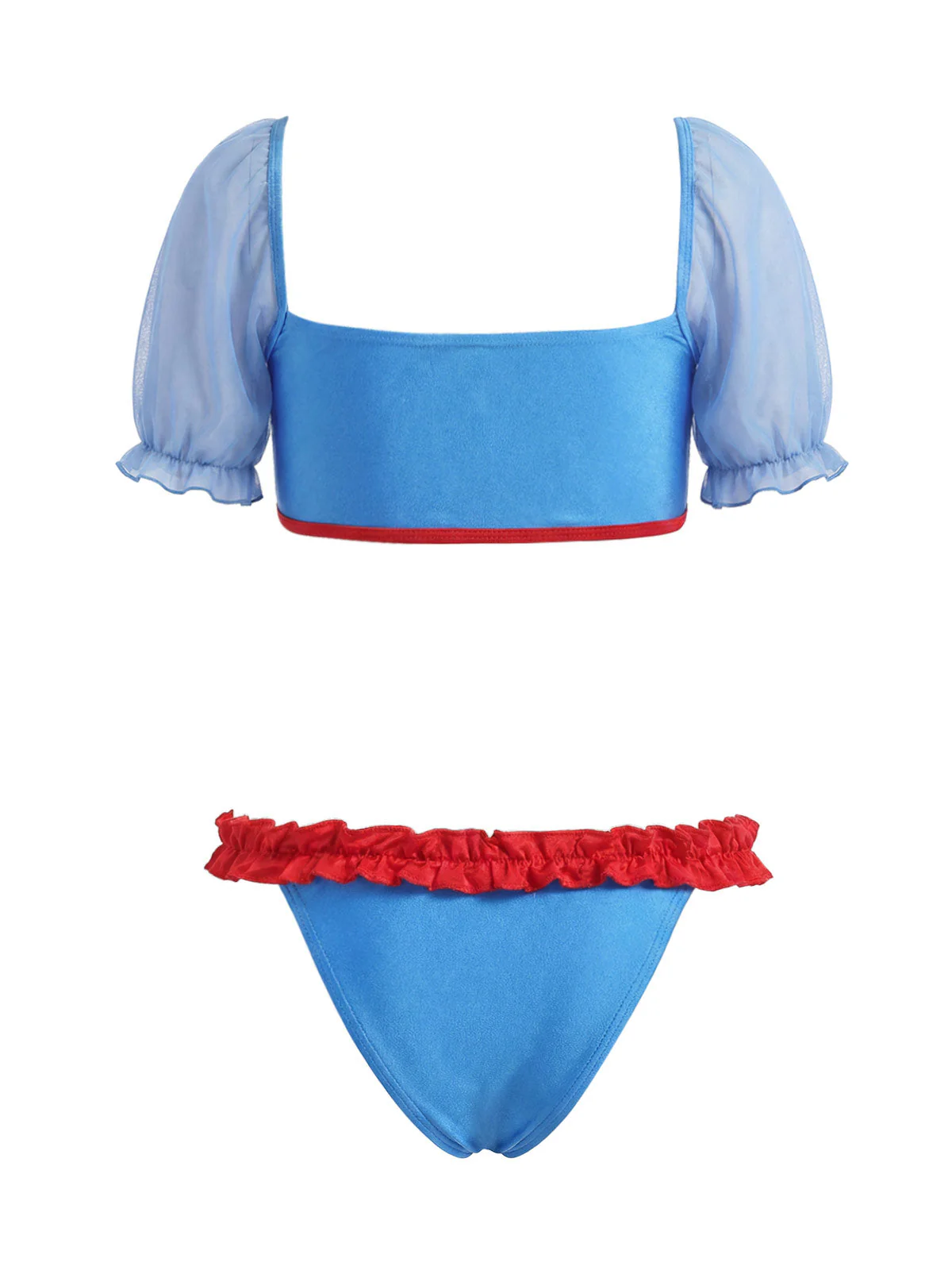 [Pre-Sale] Blue 1950s Mesh Bow Sweetheart Bikini Set - Image 4