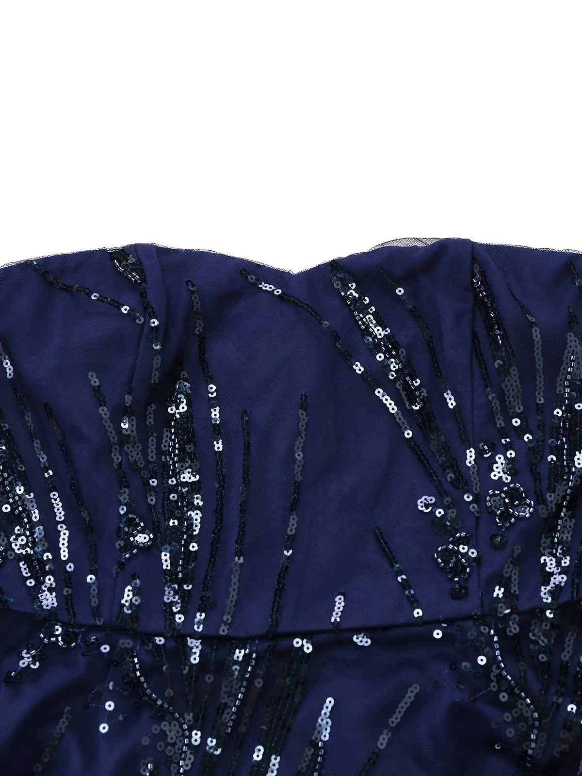 [Pre-Sale] Blue 1950s Off-Shoulder Embroidered Sequin Floral Dress - Image 6