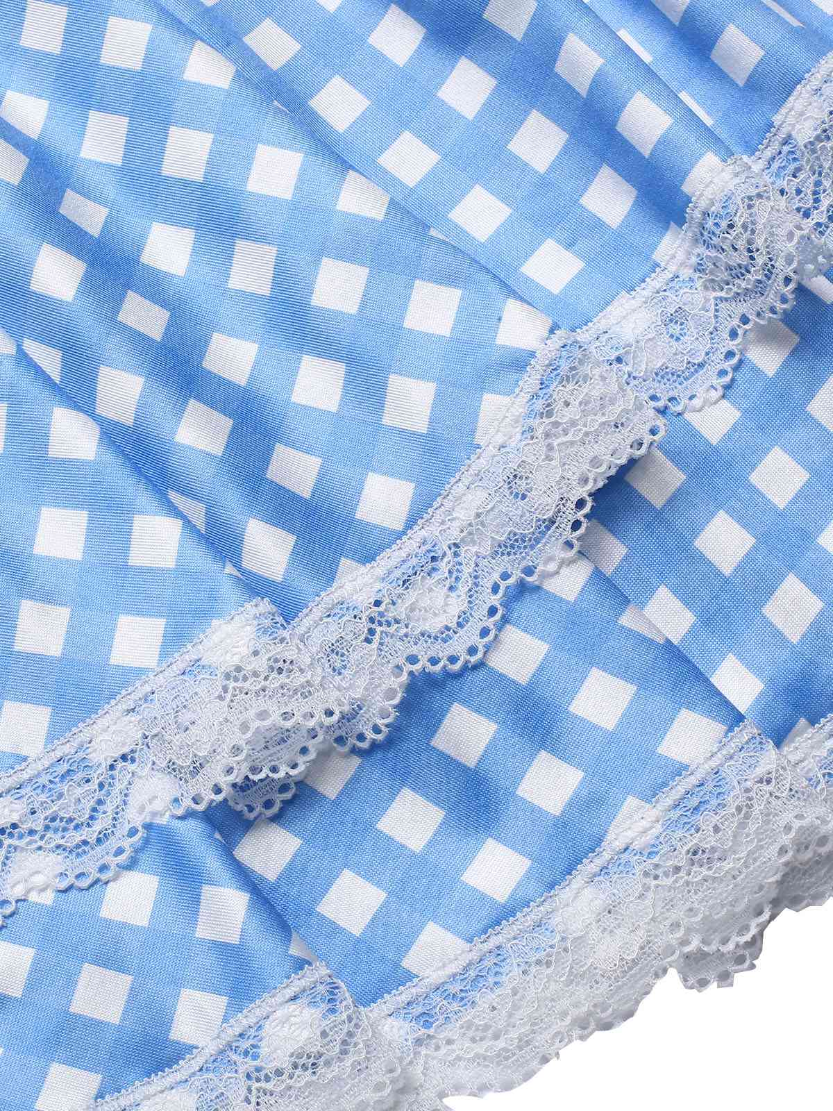 Blue 1950s Pin Check Straps Pajama - Image 4