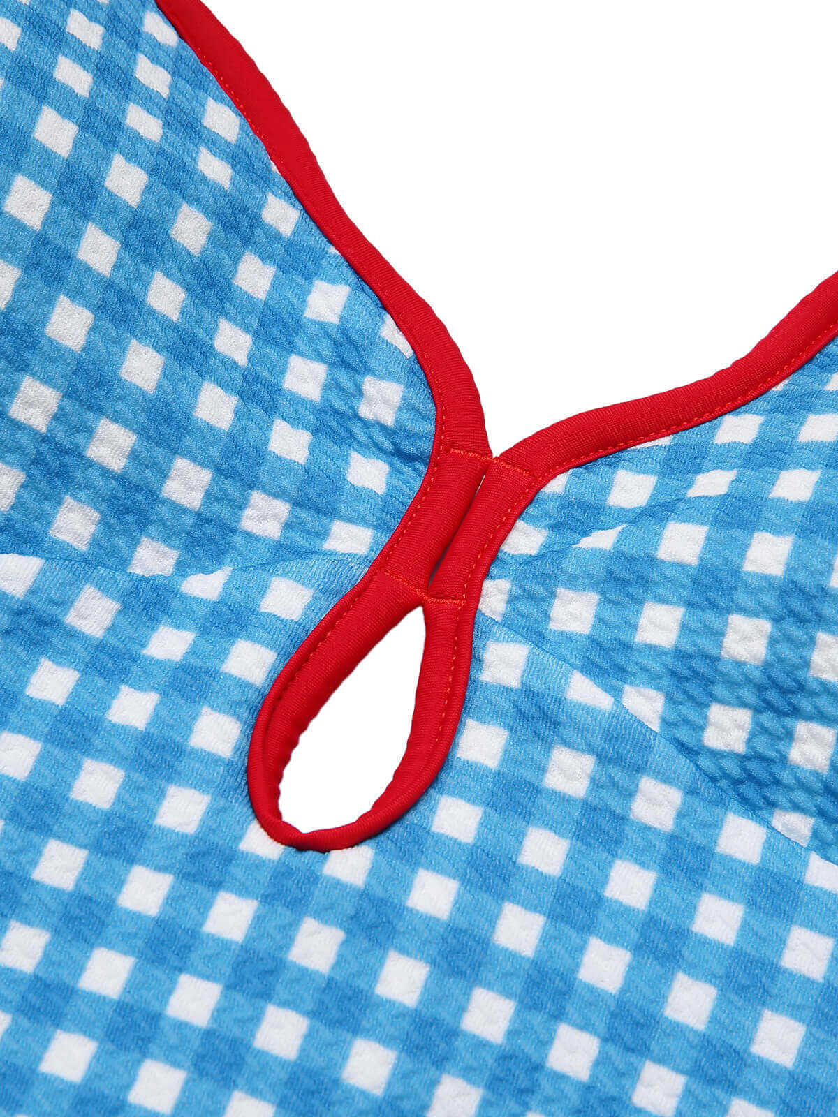 Blue 1950s Plaid Sling One-Piece Swimsuit - Image 4