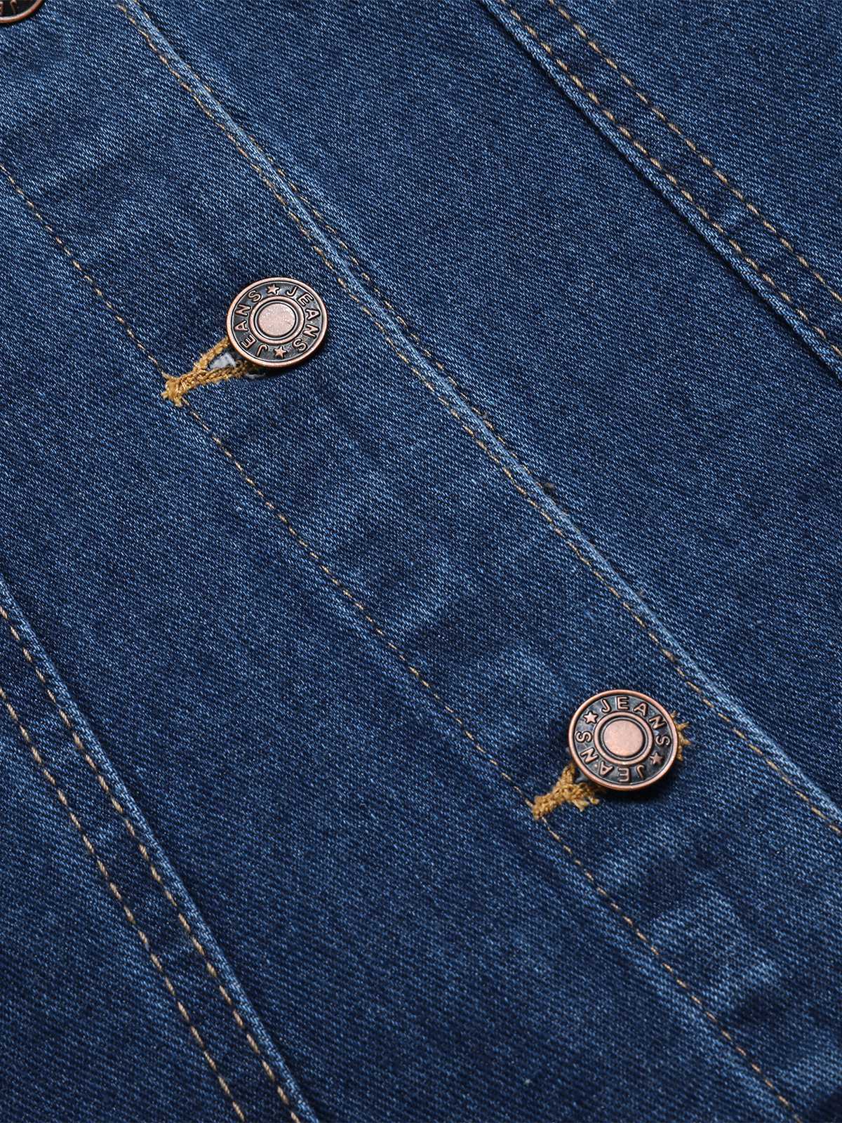 Blue 1950s Puff Sleeve Denim Cropped Coat - Image 3