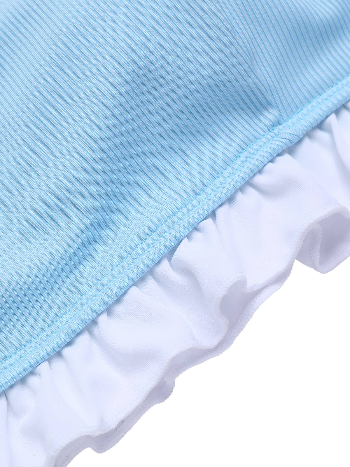 Blue 1950s Ruffled Strap Swimsuit - Image 3