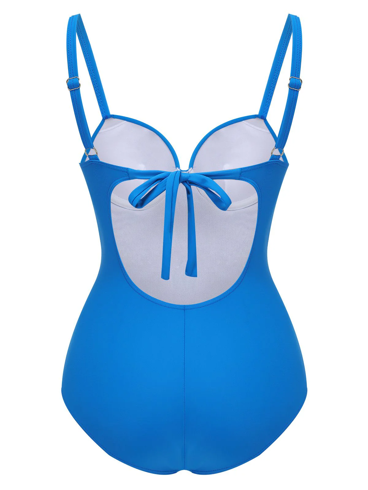 Blue 1950s Solid Added Strap Swimsuit - Image 2