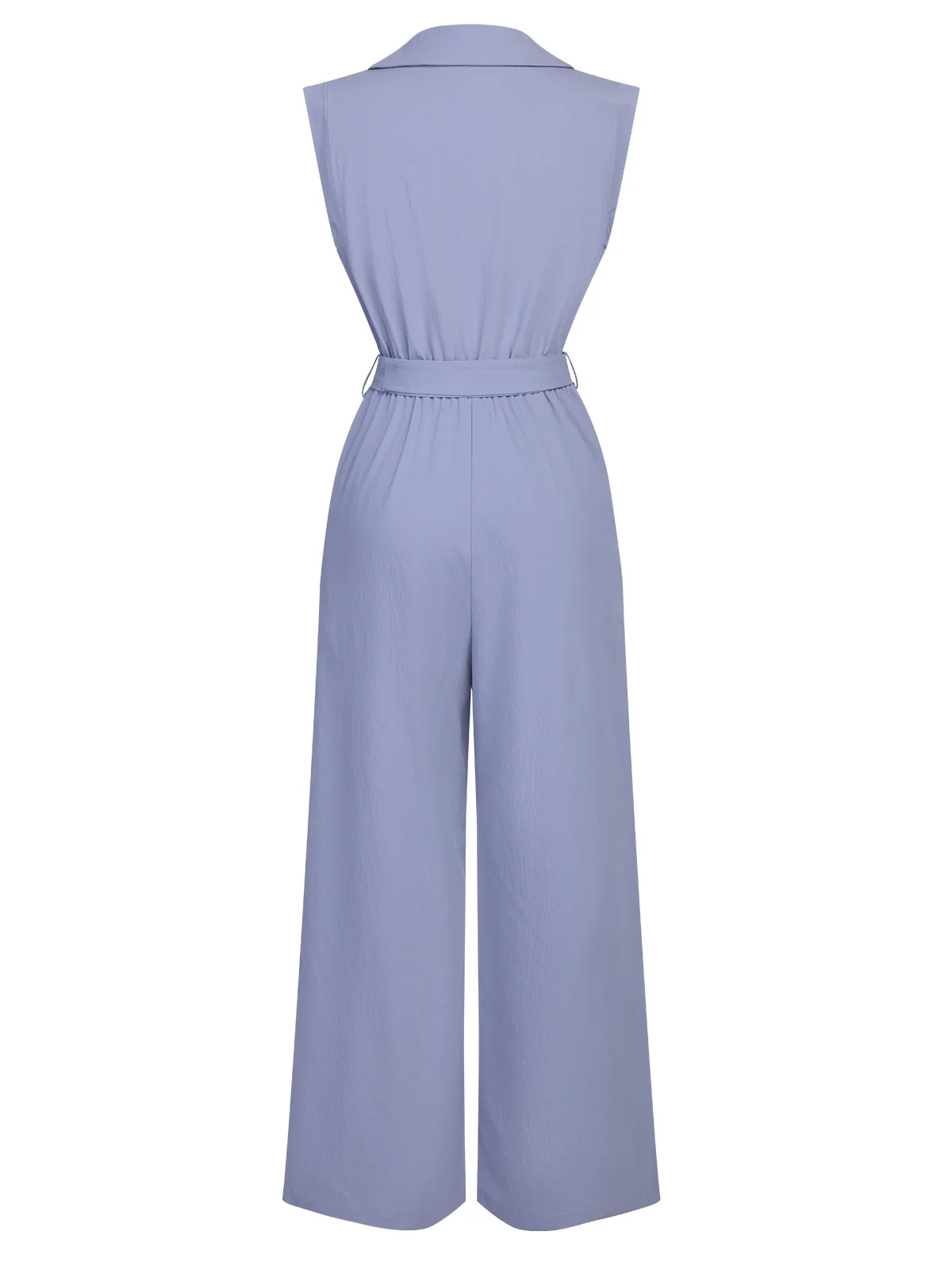Blue 1950s Solid Cap Sleeves Lapel Jumpsuit - Image 2
