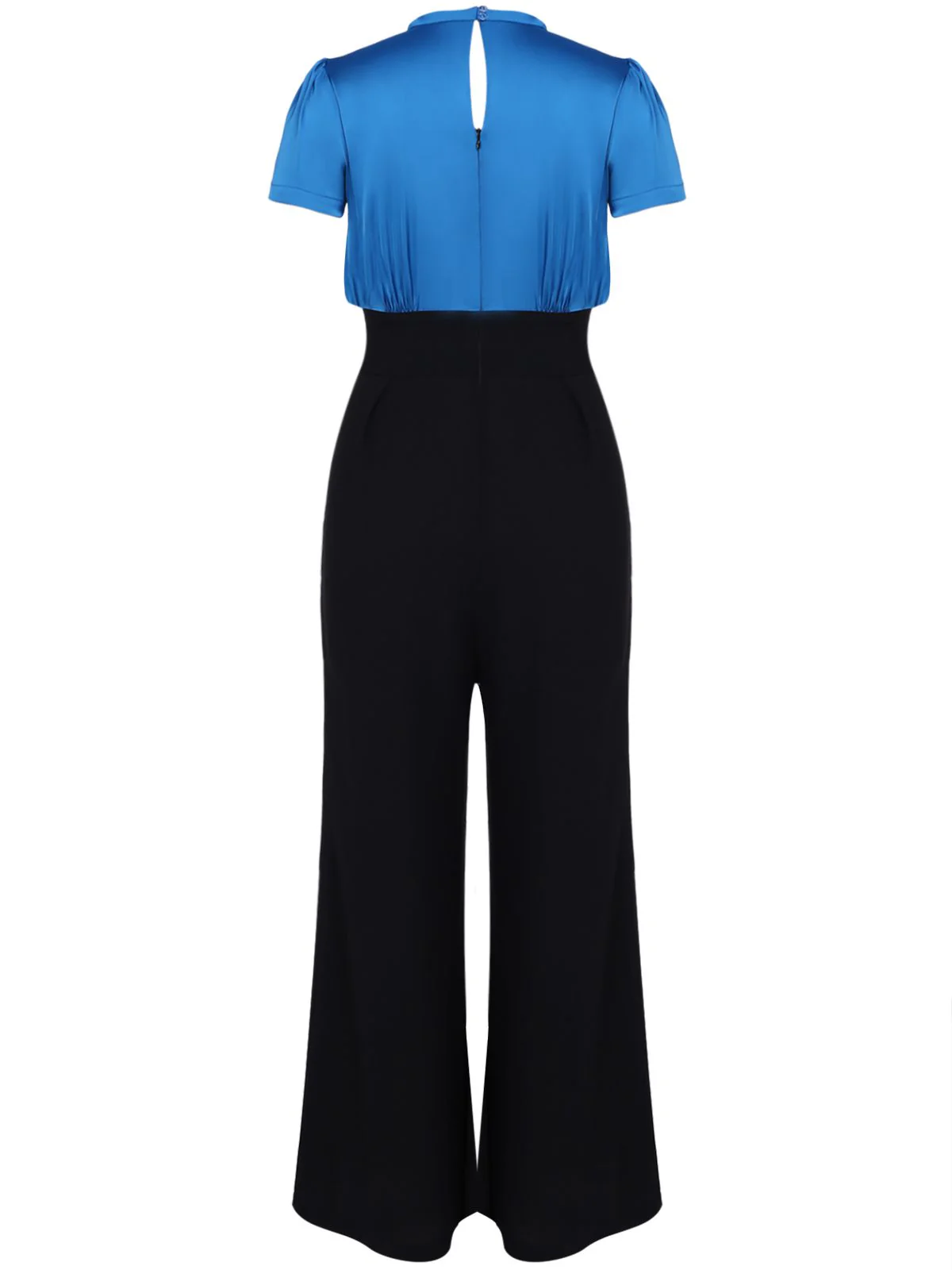 Blue 1930s Solid Lace-up Jumpsuit - Image 4