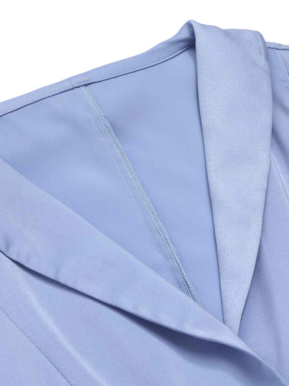 Blue 1950s Solid Lapel Blouse - Image 5
