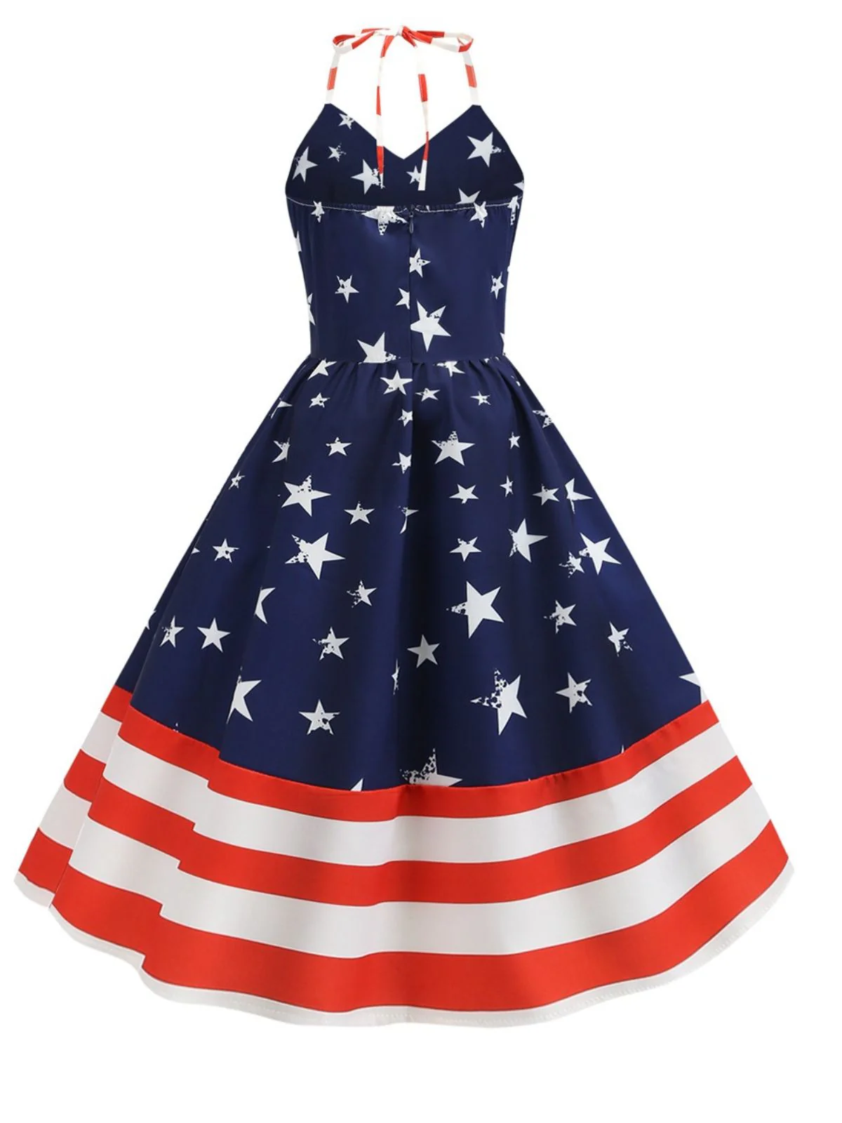 Blue 1950s Stars & Stripes Swing Dress - Image 3
