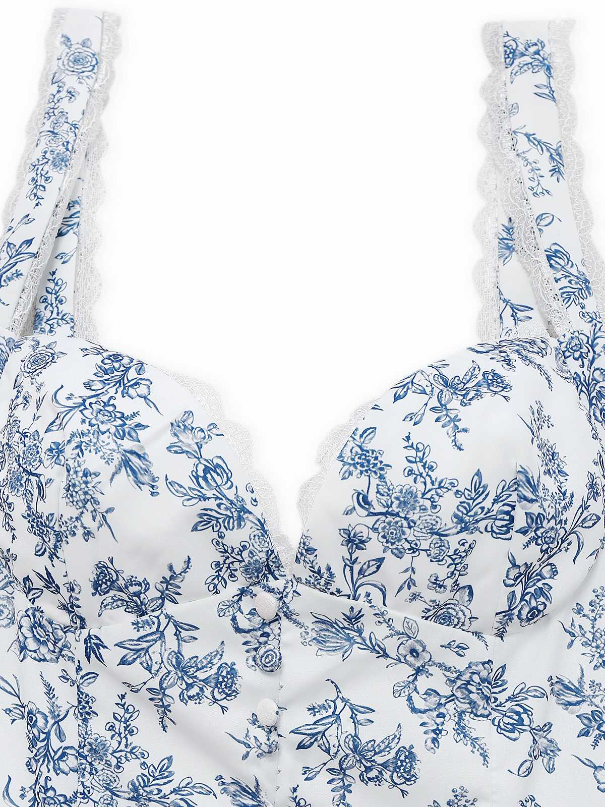 Blue 1950s Strap Floral Lace Corset Dress - Image 3