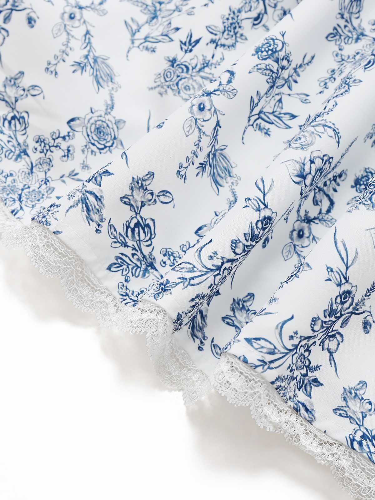 Blue 1950s Strap Floral Lace Corset Dress - Image 4