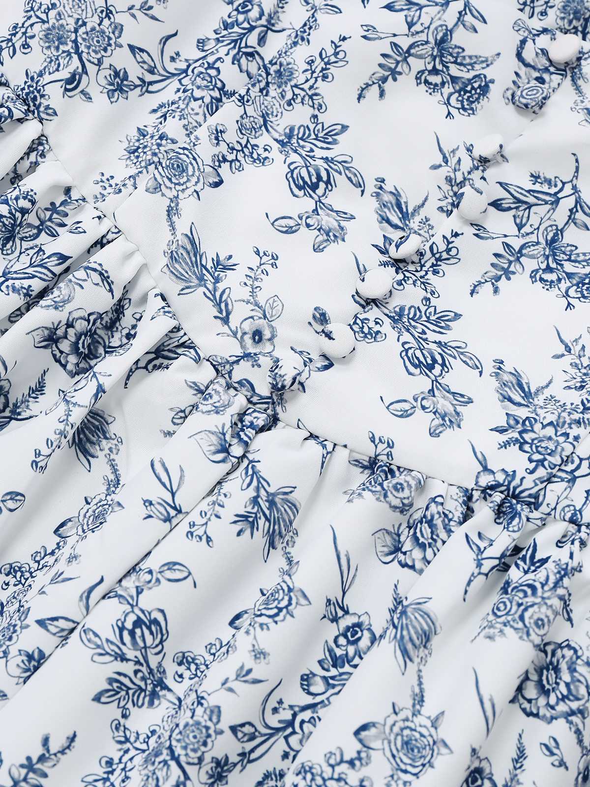 Blue 1950s Strap Floral Lace Corset Dress - Image 5