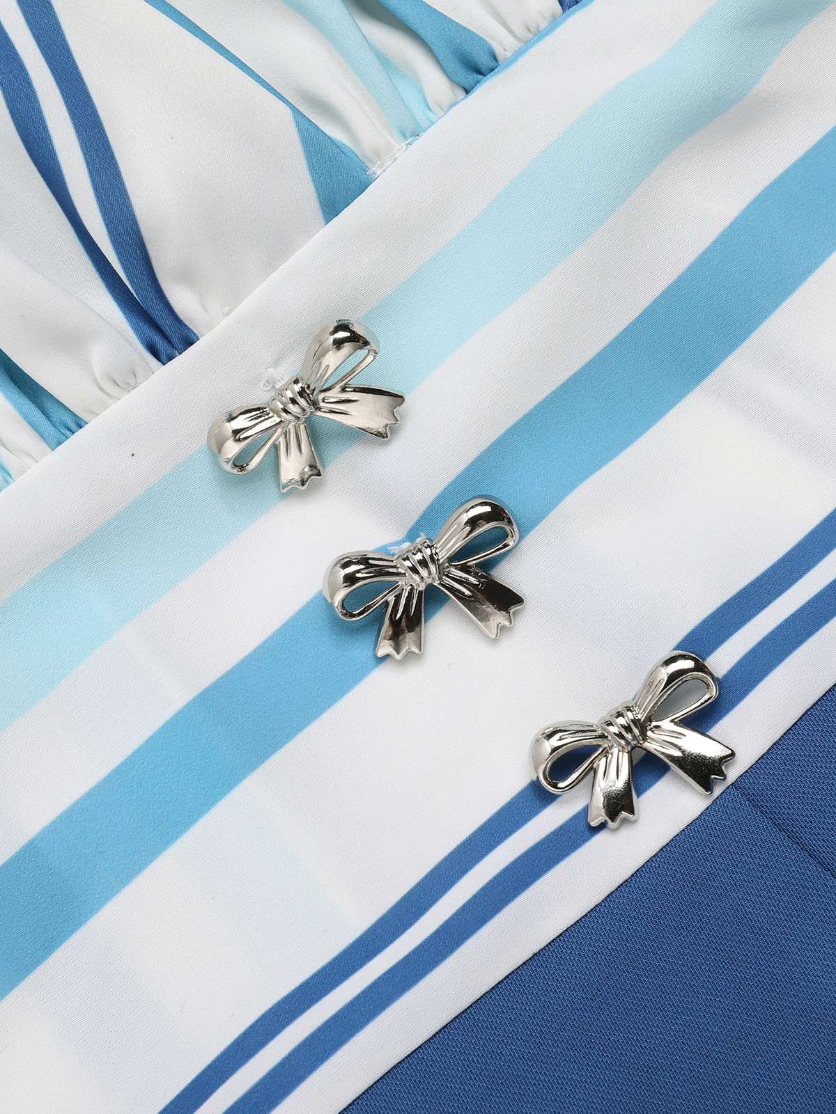 Blue 1950s Stripe Back Strap Romper - Image 7