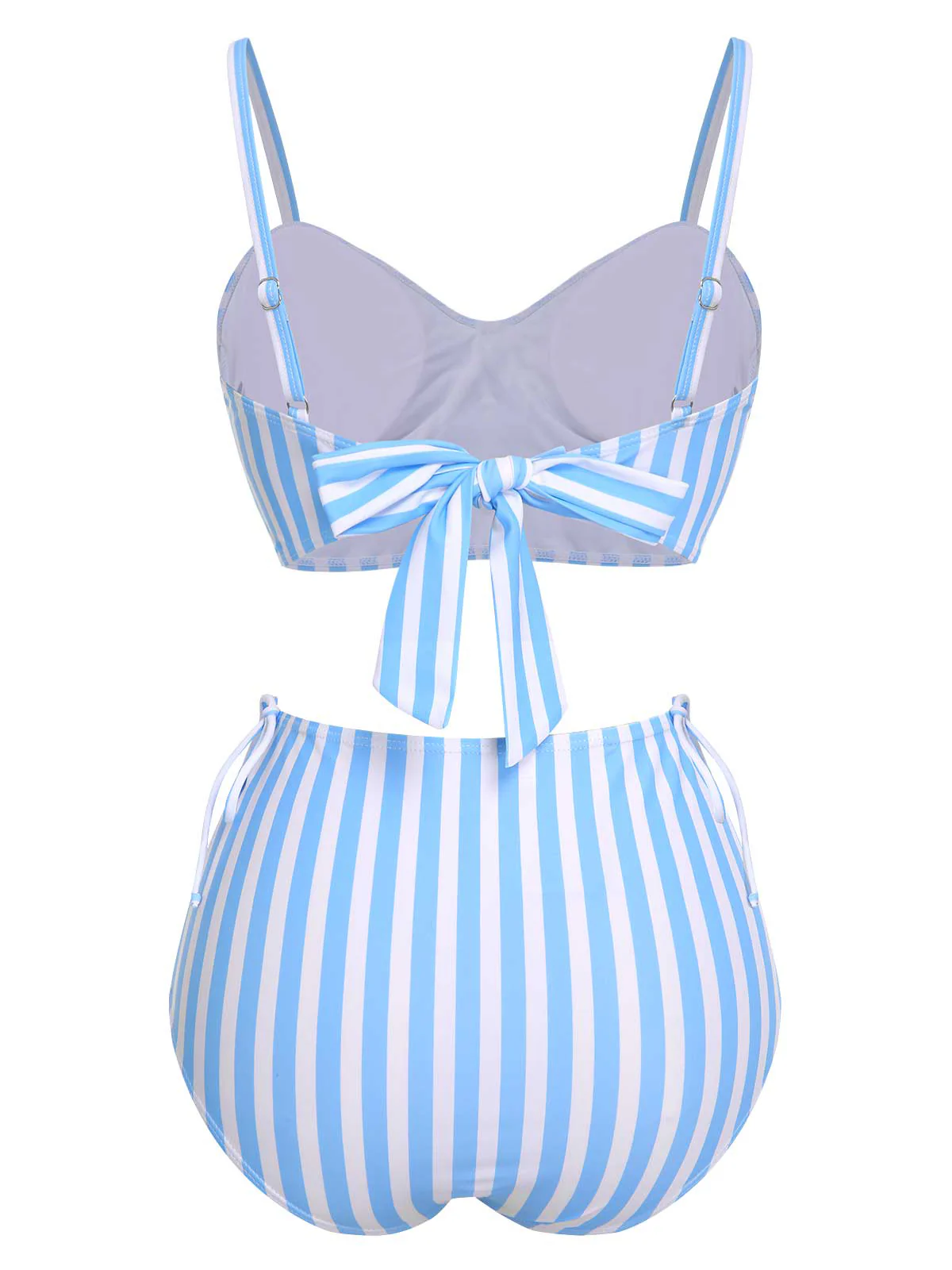 Blue 1950s Striped Heart Button Swimsuit - Image 4