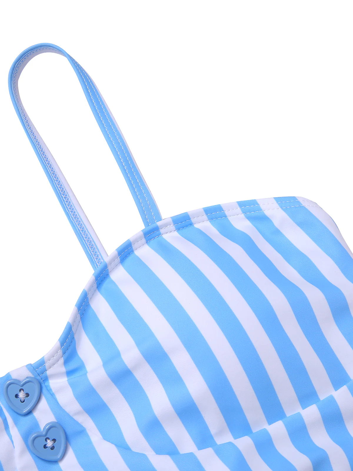 Blue 1950s Striped Heart Button Swimsuit - Image 5