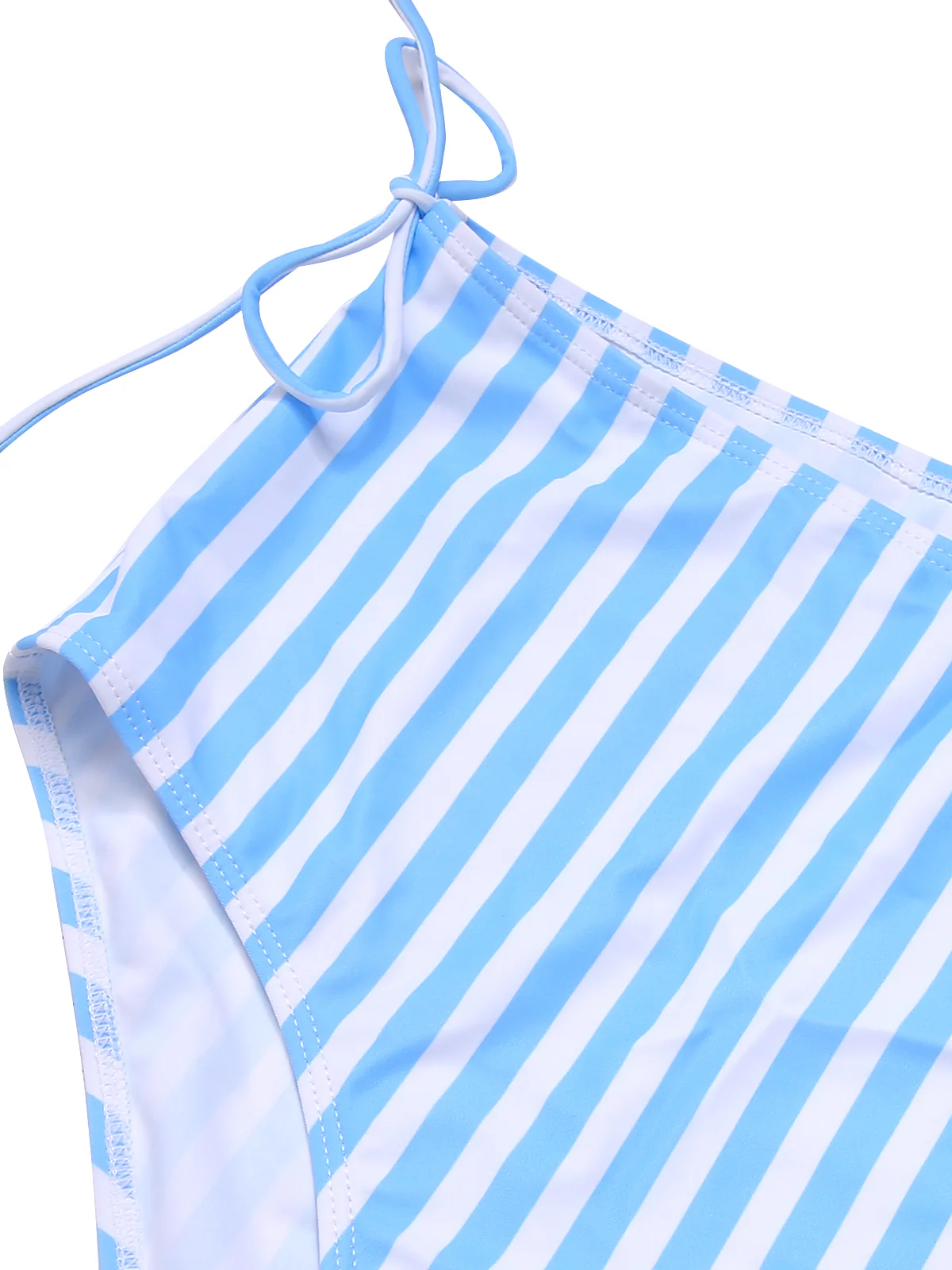 Blue 1950s Striped Heart Button Swimsuit - Image 7