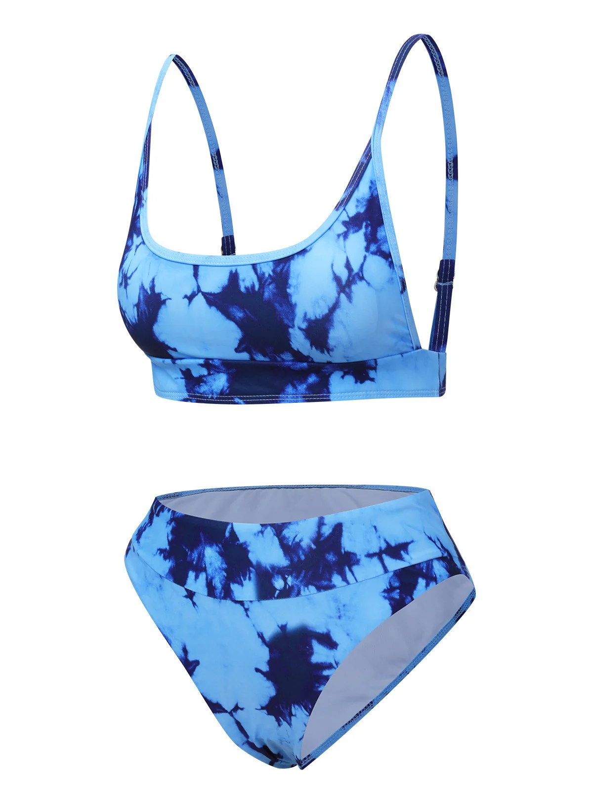 Blue 1950s Tie-Dye Spaghetti Straps Swimsuit - Image 2