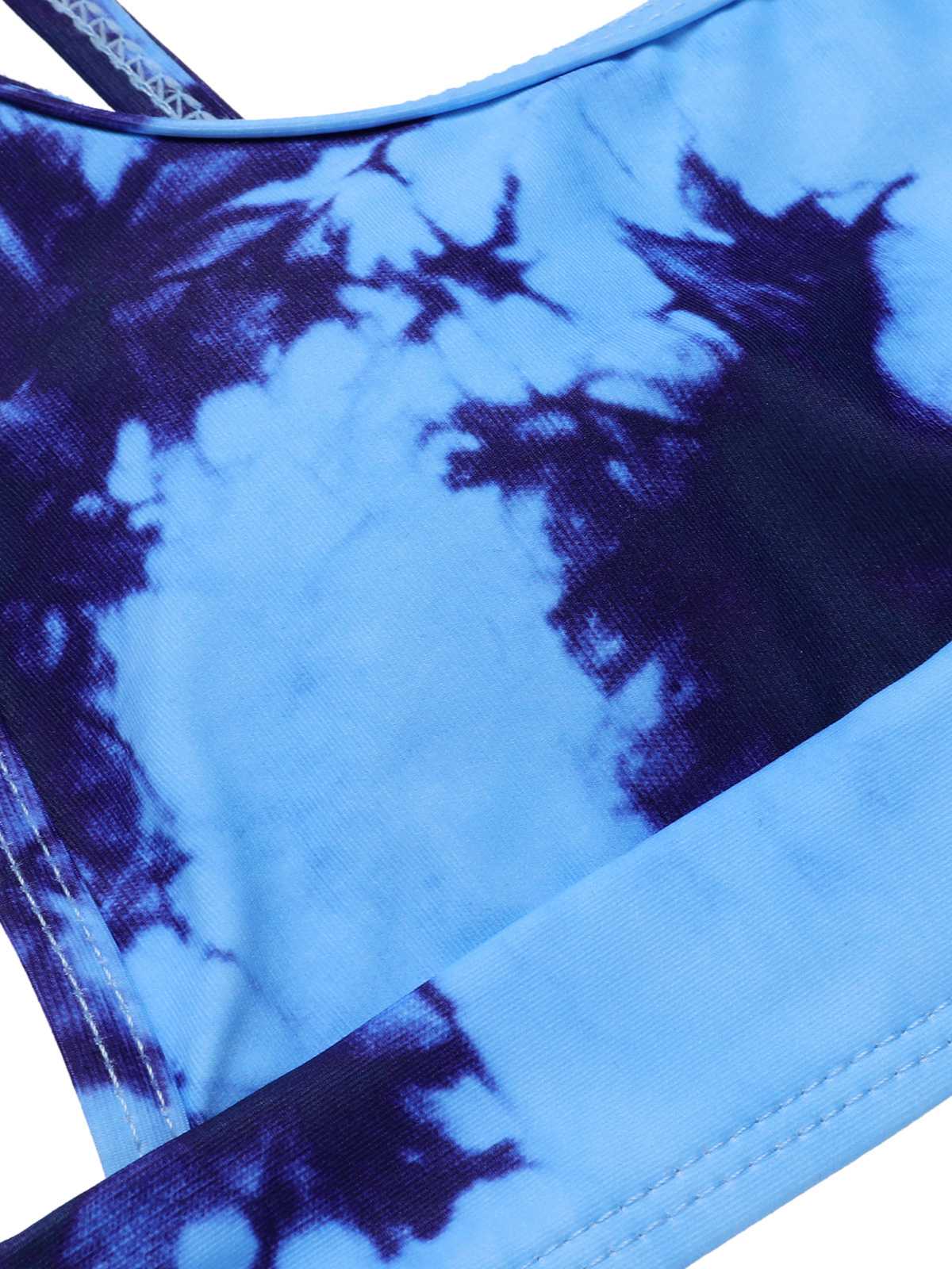 Blue 1950s Tie-Dye Spaghetti Straps Swimsuit - Image 4