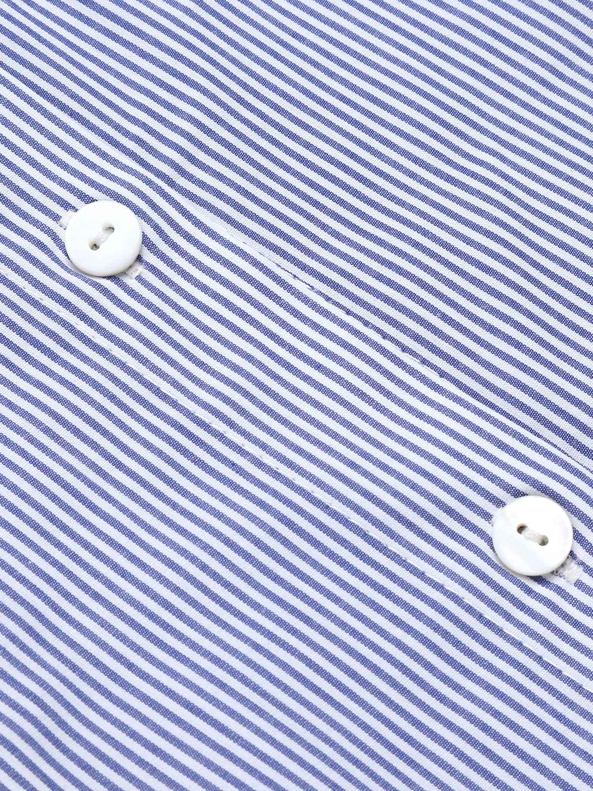 Blue 1950s Tie Neck Stripes Blouse - Image 2