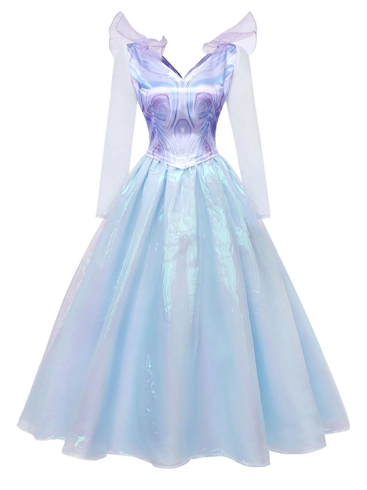 Blue 1950s Wicked Witch Mesh Dress - Image 2
