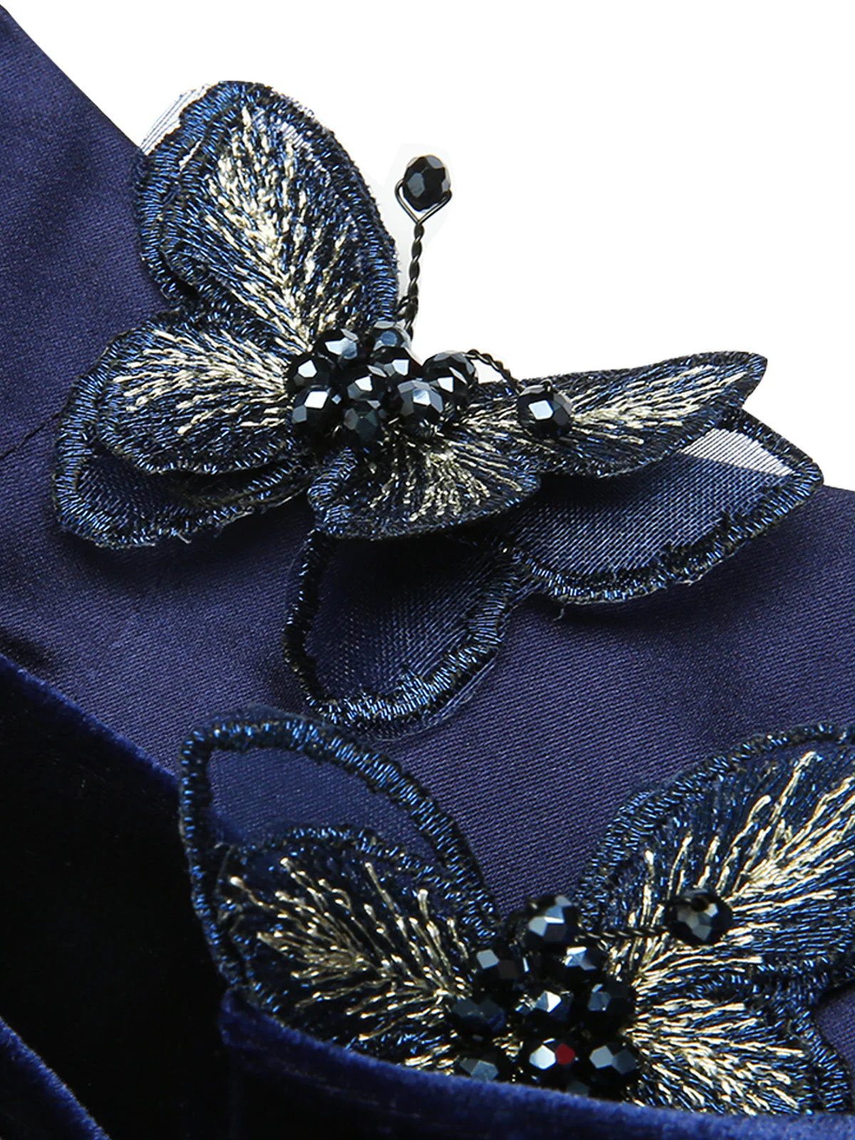 Blue 1960s 3D Butterfly Velvet Pencil Dress - Image 6
