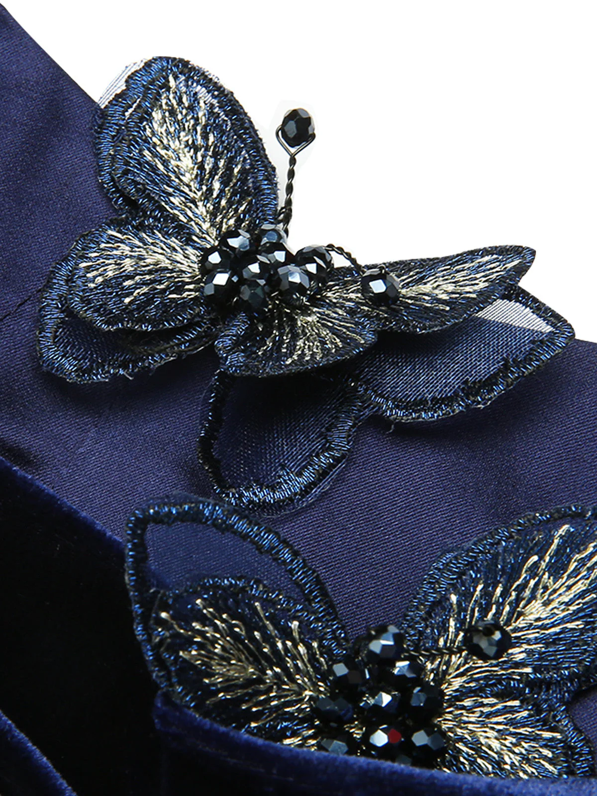Blue 1960s 3D Butterfly Velvet Pencil Dress - Image 8