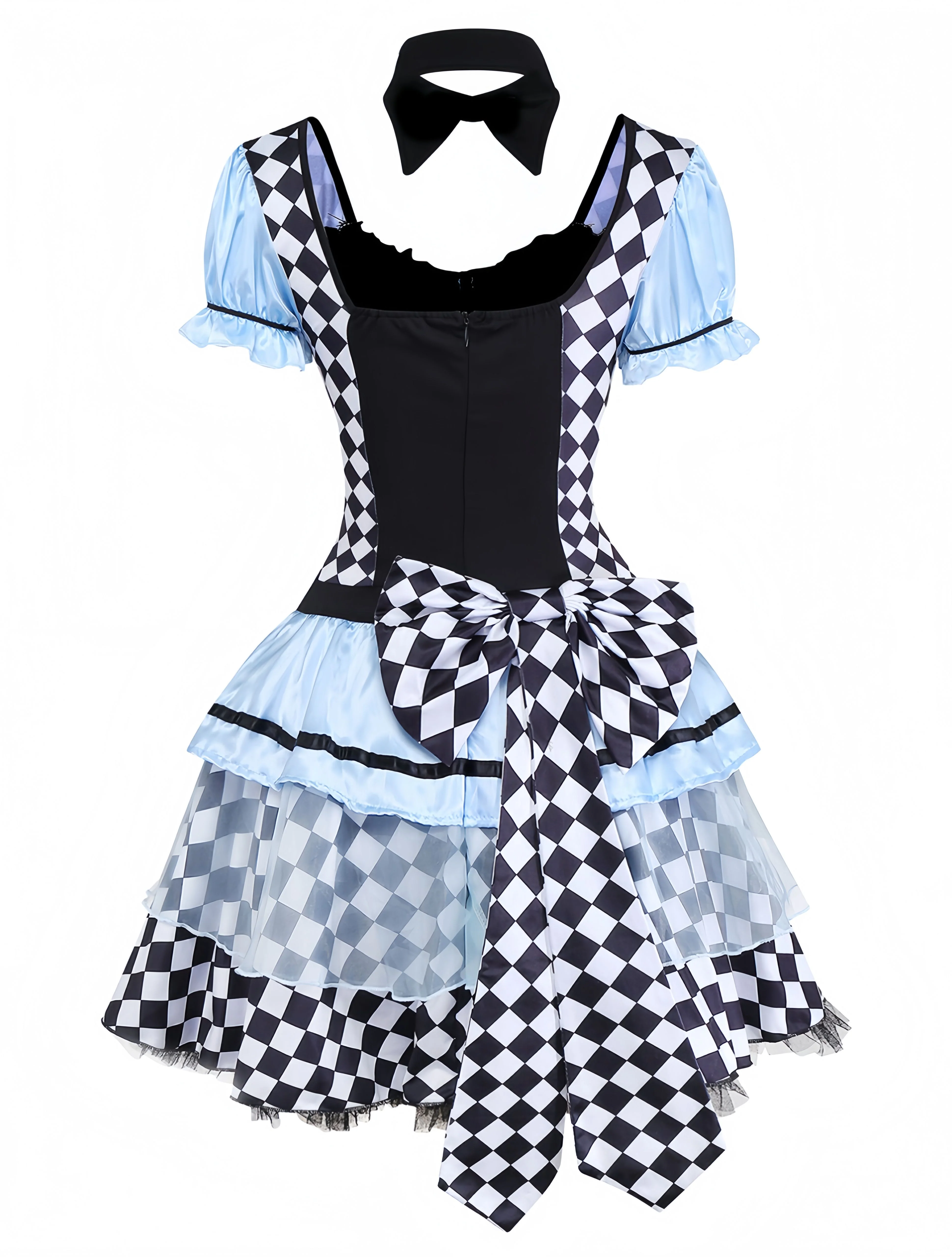 Blue 1960s Alice Puff Sleeve Apron Dress - Image 2
