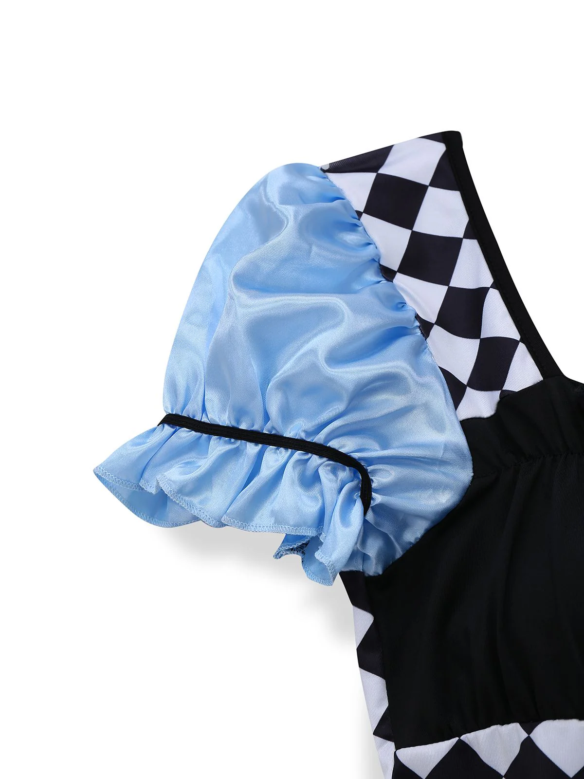 Blue 1960s Alice Puff Sleeve Apron Dress - Image 3