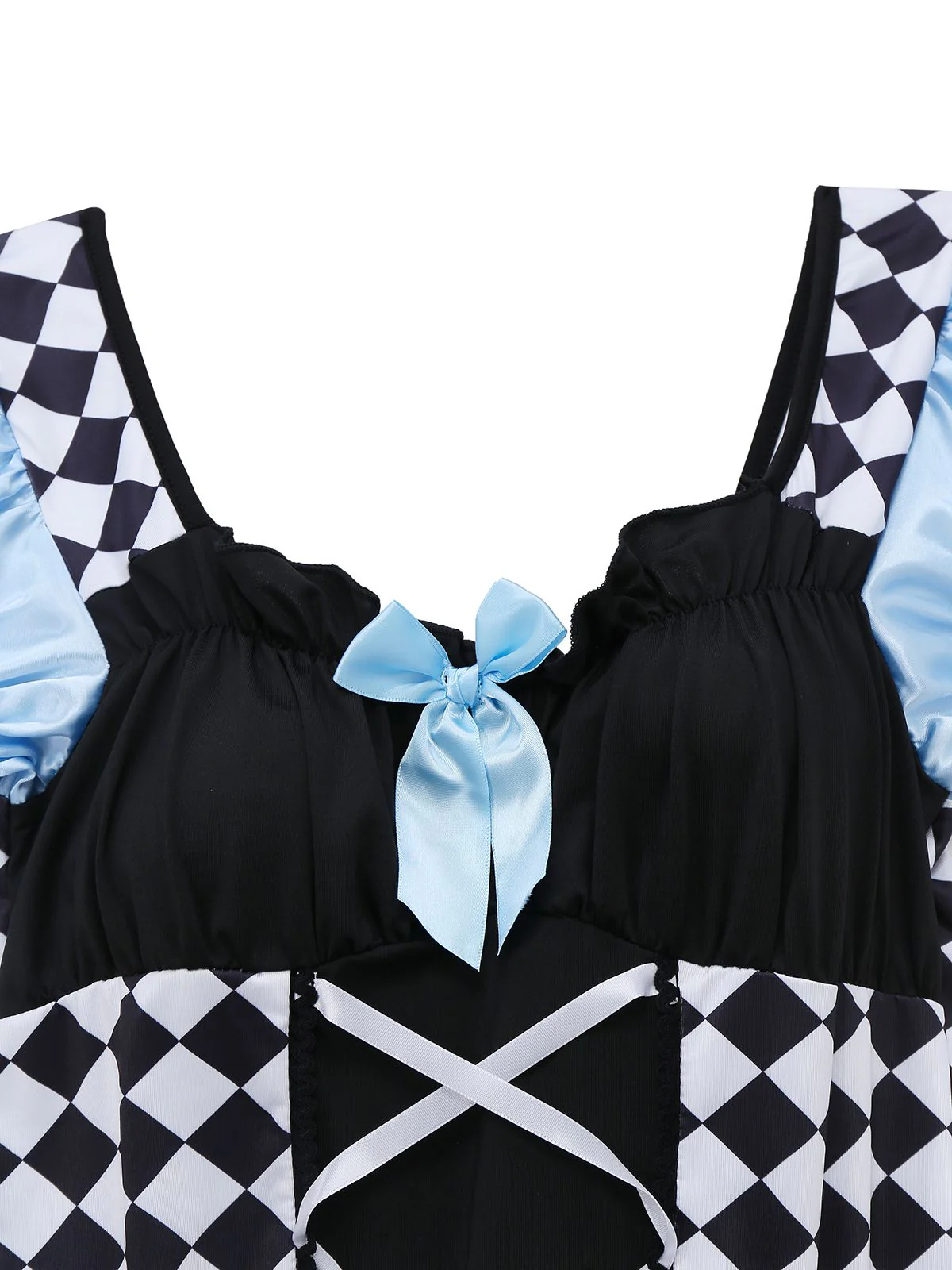 Blue 1960s Alice Puff Sleeve Apron Dress - Image 4
