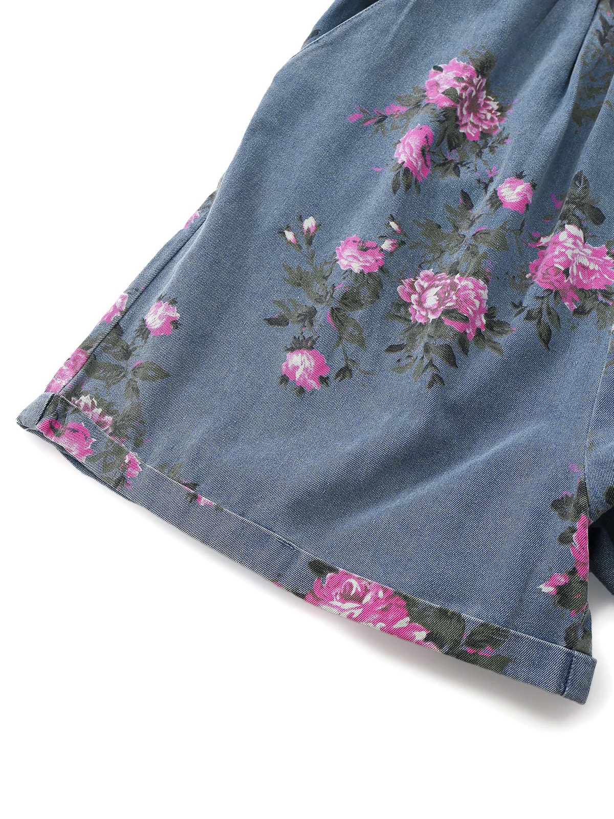 [Pre-Sale] Blue 1960s Denim Floral Pocket Wide Strap Romper - Image 6